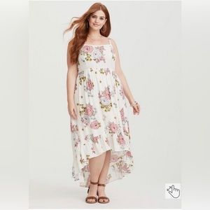 Torrid Ivory Floral Gauze Maxi Dress Size 2